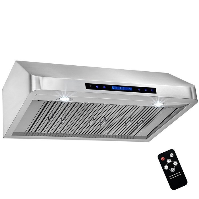 Golden Vantage 36" Under Cabinet Stainless Steel Range Hood w/ Touch Control Panel LED Lights Baffle Filters
