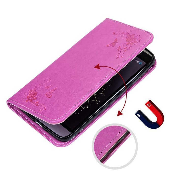 LG G5 Case,LG H868 Case - Wallet Folio Flip Magnetic Smart Closure Embossed Butterflies PU Leather Case with Stand... N36