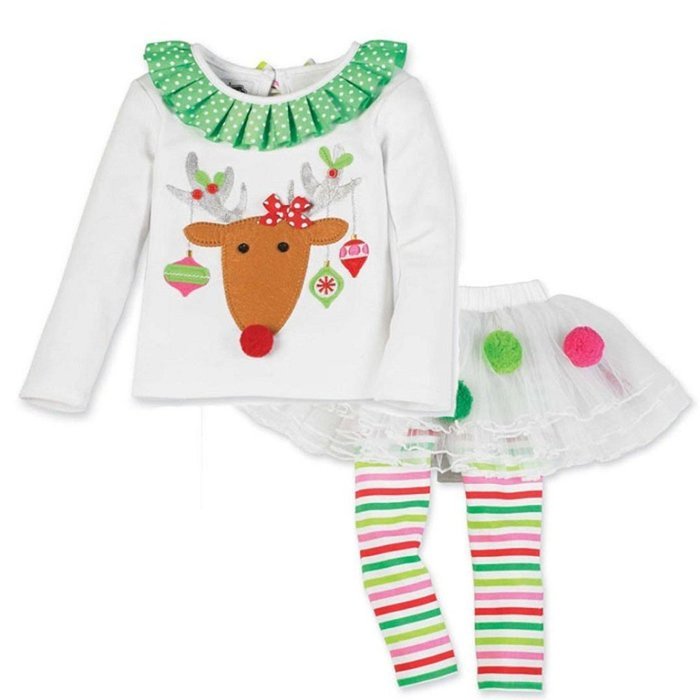 Morecome 2 Pieces Baby Girls Christmas Infant Toddler Santa Elk Cake Dress N10