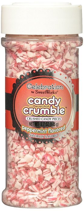 Sweetworks Celebrations Peppermint Flavor Candy Crumble, 3.7 oz, Red and White N2