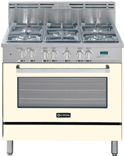 36" - Dual Fuel Single Oven Range - Convection Oven, Matte Black Finish: Antique White