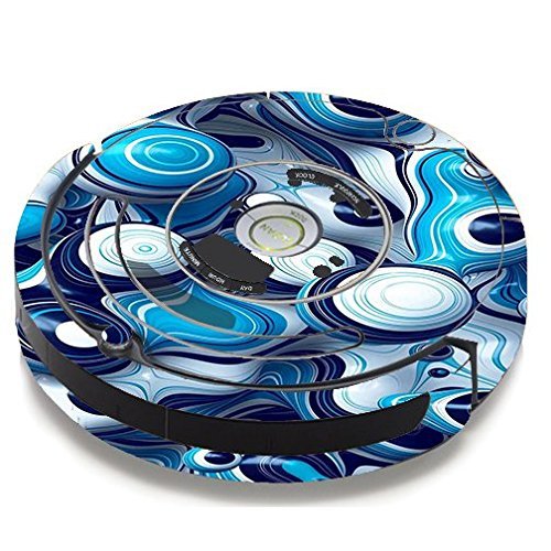 Skin Decal Vinyl Wrap For IRobot Roomba 650 655 Vacuum / Mixed Blue Bubbles Glass