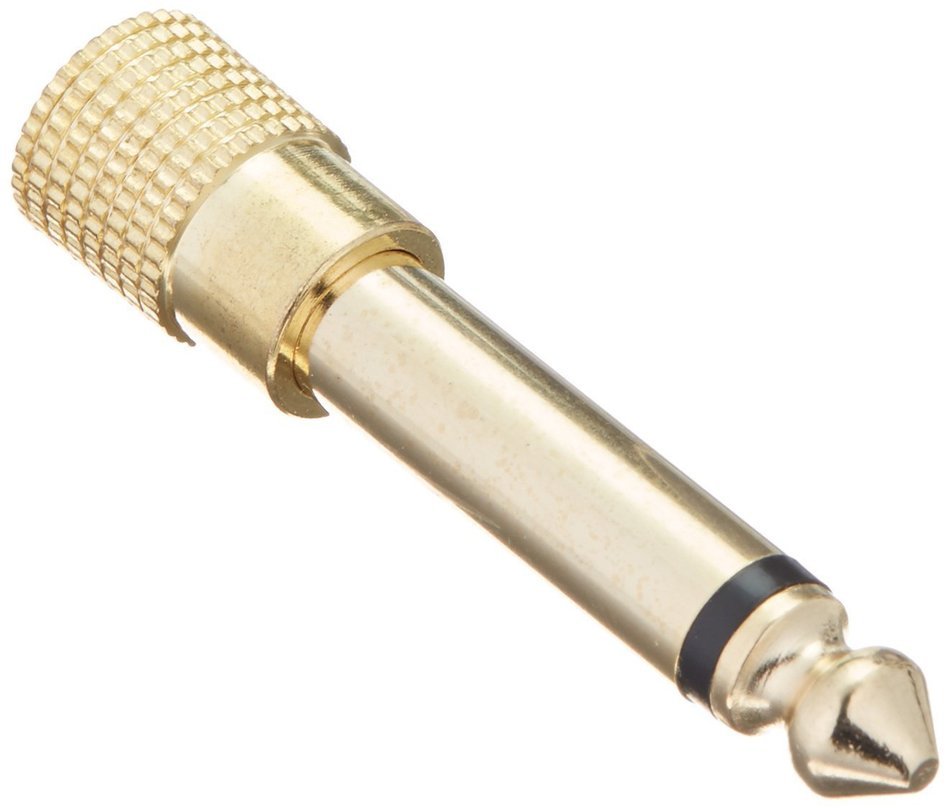 Monoprice Metal 6.35mm (1/4 Inch) Mono Plug to 3.5mm Stereo Jack Adaptor - Gold Plated (3 Pack)