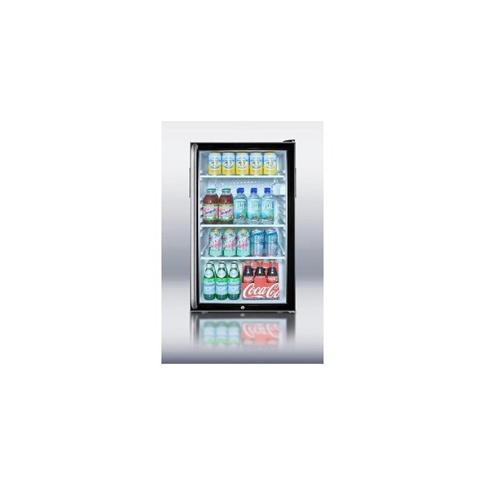 Summit SCR500BLBI7SH: Commercially listed 20" wide glass door all-refrigerator for built-in use, auto defrost...