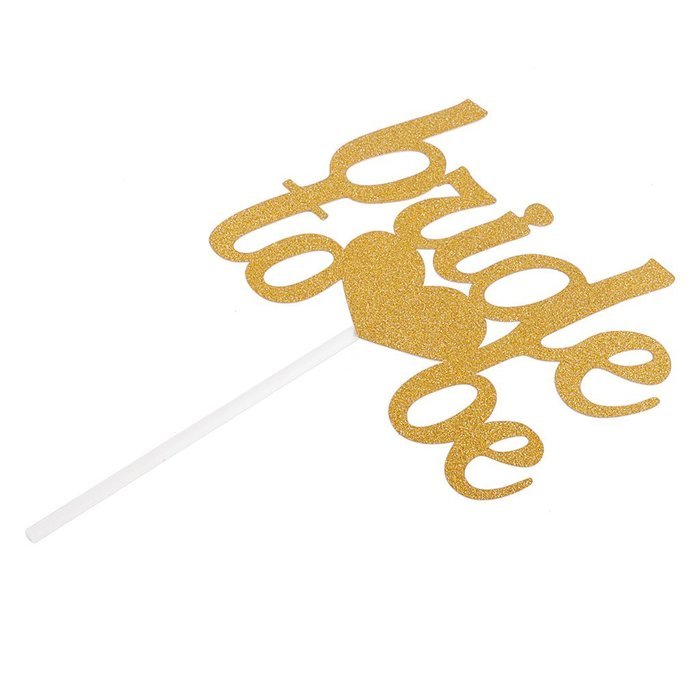 Bride To Be Silver & Gold Glitter Wedding Bridal Shower Cake Topper Hen Party Favor - Gold N5