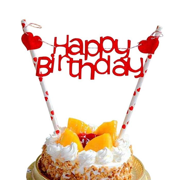 Hangnuo 1 Set DIY Cake Toppers Flags Banner Birthday Cake Flags Decoration N17