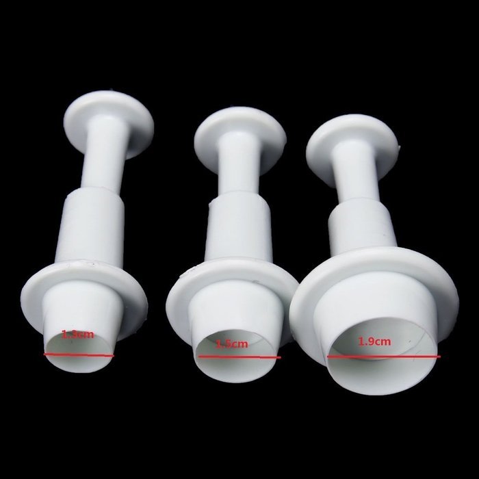 3 Pcs/set Round Shape Cake Cookie Cutters Plunger Decorating Fondant Mold Tools