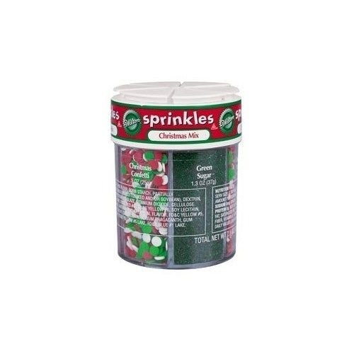 Wilton 6 Color Christmas Sprinkle Mix for Holiday Cookie Cake Decorating 710-755