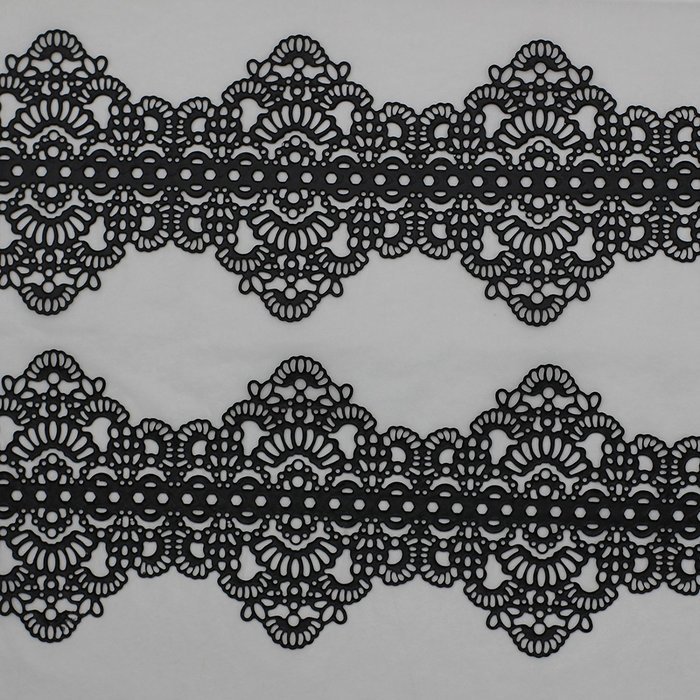 Funshowcase Large Pre-Made Ready to Use Edible Cake Lace Art Nouveau Style Applique Black 14-inch 10-piece Set N3