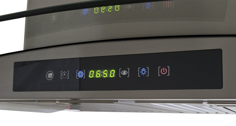 Golden Vantage Stainless Steel 30" Euro Style Island Mount Remote Range Hood LED Screen GVAIS3-BR-30