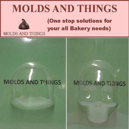 MOLDS AND THINGS LARGE 3-D SKULL FRONT - BACK CHOCOLATE CANDY MOLD