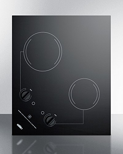 Summit CR2B121 22" Radiant Cooktop with 2 Elements Smooth Black Ceramic Surface Residual Heat Indicator and Indicator...