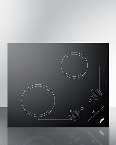 Summit CR2B121 22" Radiant Cooktop with 2 Elements Smooth Black Ceramic Surface Residual Heat Indicator and Indicator... N2