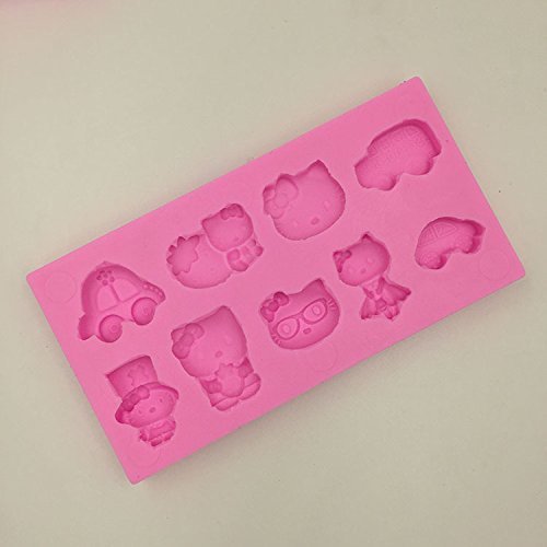 Anyana Car Hello Kitty Silicone Fondant Mold Cake Decorating Pastry Gum Pastry Tool Kitchen Tool Sugar Paste Baking... N3