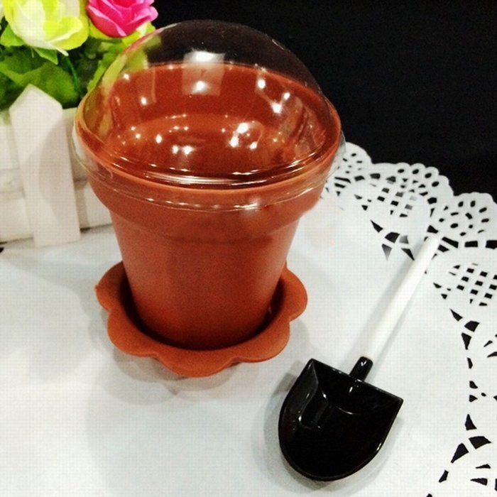 10 PCS Home Household Party Flower Pot Shape DIY Baking Jelly Cake Yogurt Mousse Storage Transparent Cup Holder... N17