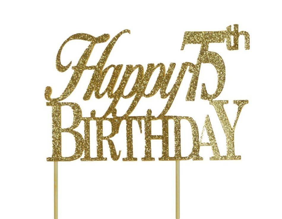 All About Details Gold Happy-75th-birthday Cake Topper