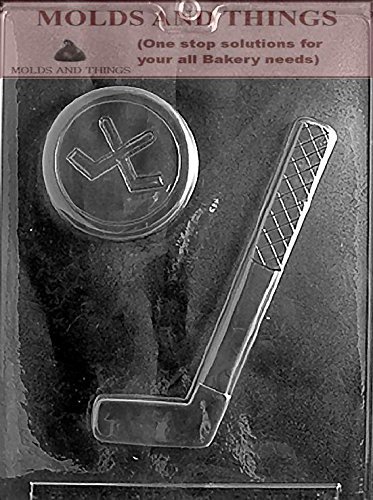 HOCKEY STICK & PUCK; STICK Chocolate Candy Mold With &copy; Molding Instruction - Set of 3