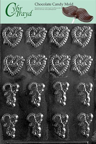 Cybrtrayd V095 Heart and Cupids Hearts Valentine Chocolate Candy Mold, Bite Size