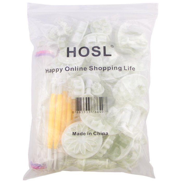 HOSL Cake Tools 14 sets (46pcs) Flower Fondant Cake Sugarcraft Decorating Kit Cookie Mould Icing Plunger Cutter... N5