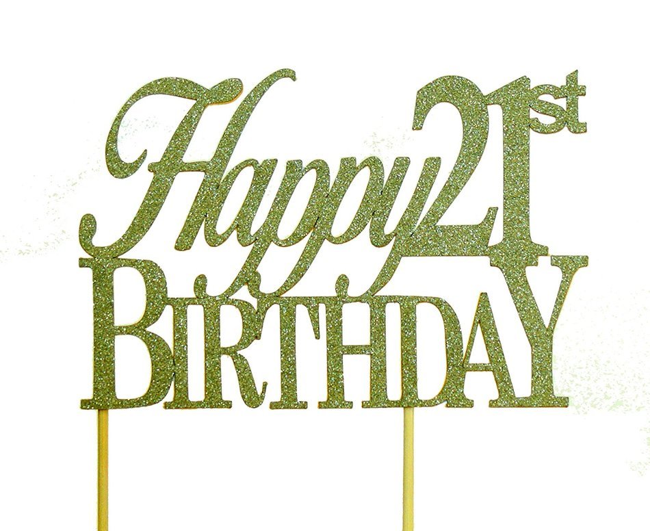 All About Details Gold Happy-21st-birthday Cake Topper