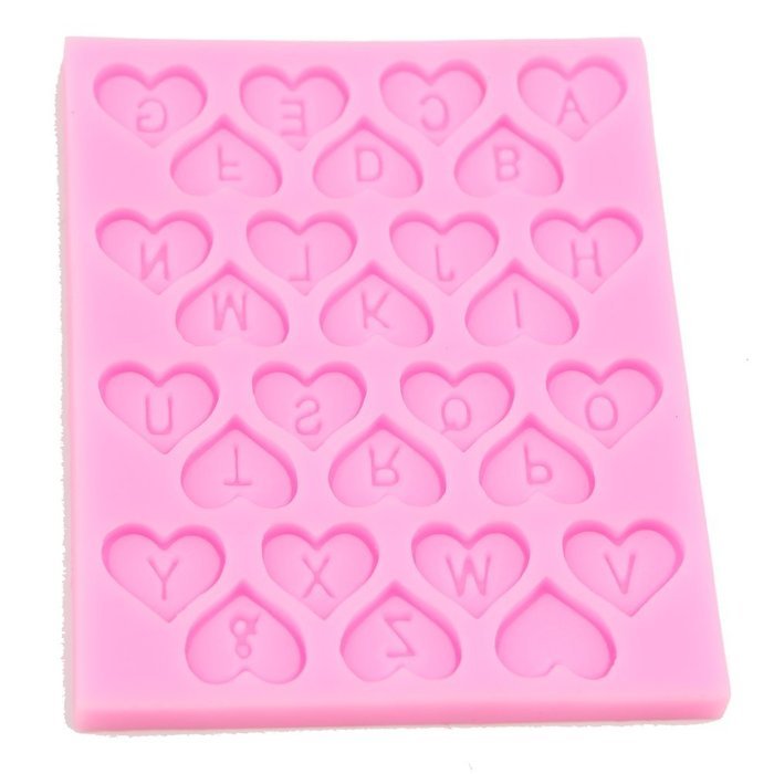 Julyshop Heart Alphabet Letter Mold Silicone Decorating Chocolat Fondant Cake Mould Tool N5