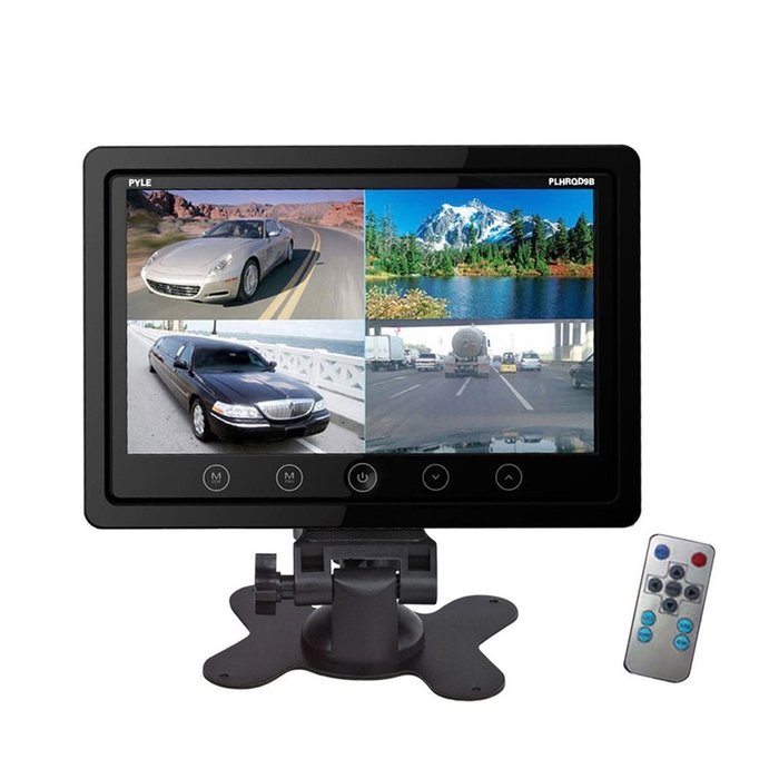 Pyle 9 Quad TFT/LCD Video Monitor w/Headrest Shroud and BNC & RCA Connectors