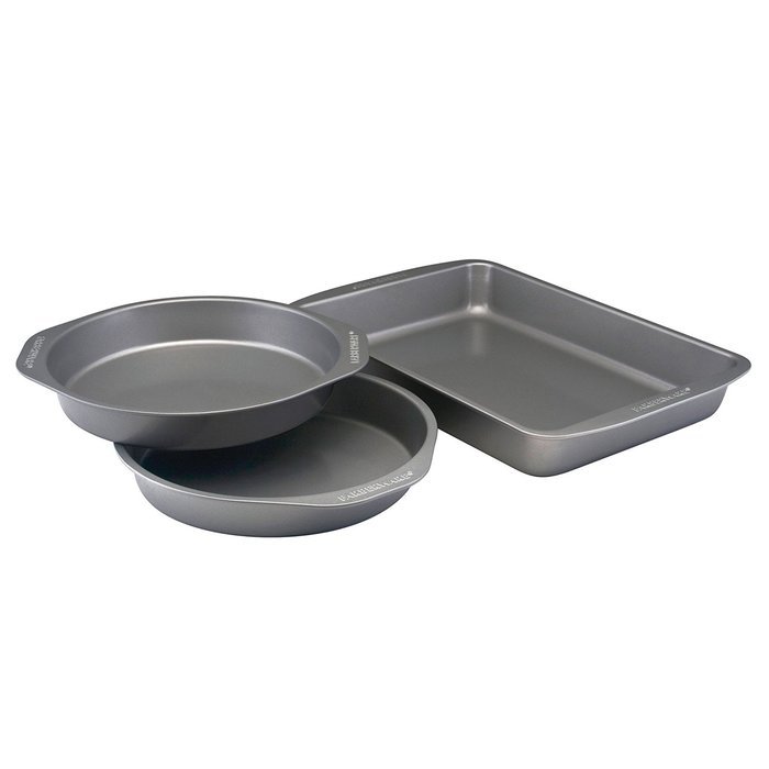 Farberware Bakeware 3 Piece Nonstick Cake Pan Set in Gray