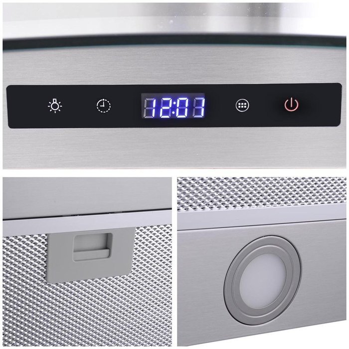 Yescom 30" Kitchen Wall-Mount Stainless Steel Glass Range Hood 760 CFM 3 Speed Touch Control Vent N5