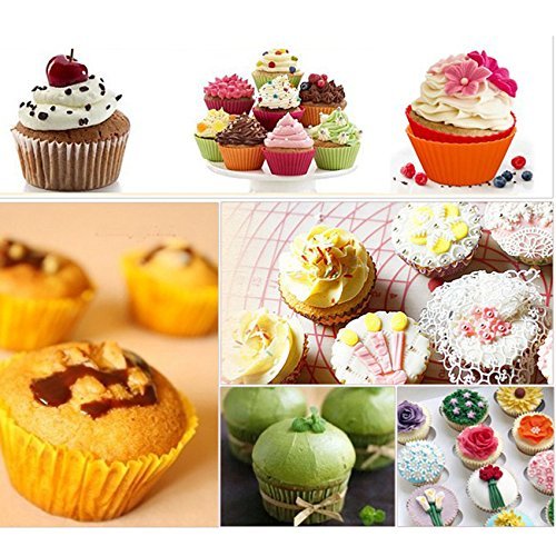 TecGeo(TM) 12pcs/lot Silicone Cupcake Liners Mold Muffin Cases Muti Round Shape Cup Cake Tools Bakeware Baking... N2