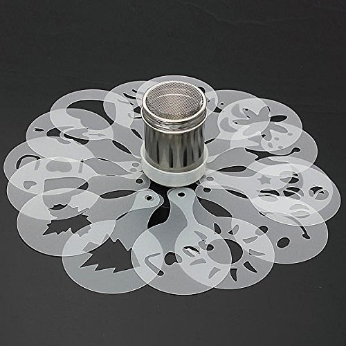 DIY Fancy Coffee Chocolate Powder Shaker Duster with 12 Stencils Strew Pad