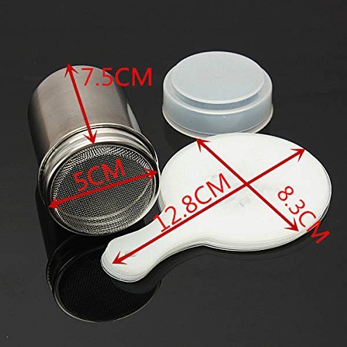 DIY Fancy Coffee Chocolate Powder Shaker Duster with 12 Stencils Strew Pad N3