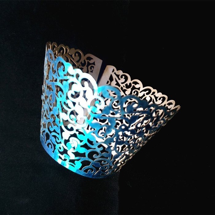 Tinksky 60pcs Cupcake Wrapper Wraps Liner Vine Filigree Lace Wedding Party Cake Decoartion (Dark Blue)