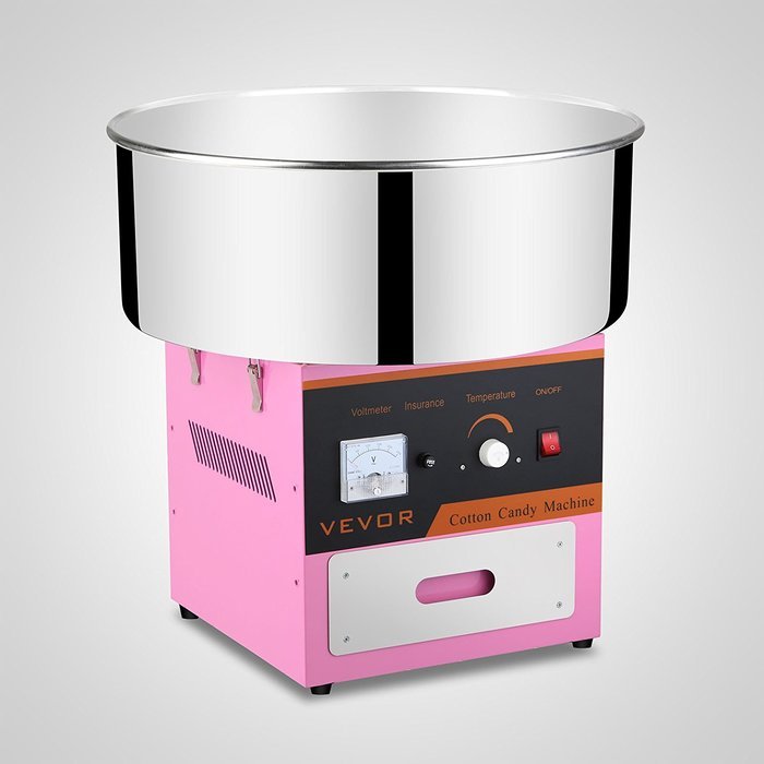 OrangeA 1030 Watts Stainless Steel Cotton Candy Machine with Cart and Cover &ndash; Pink N25
