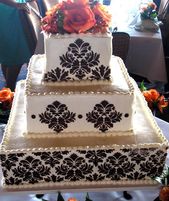Designer Stencils Damask Cake Stencil Side (4.5"H x 12.5"W)