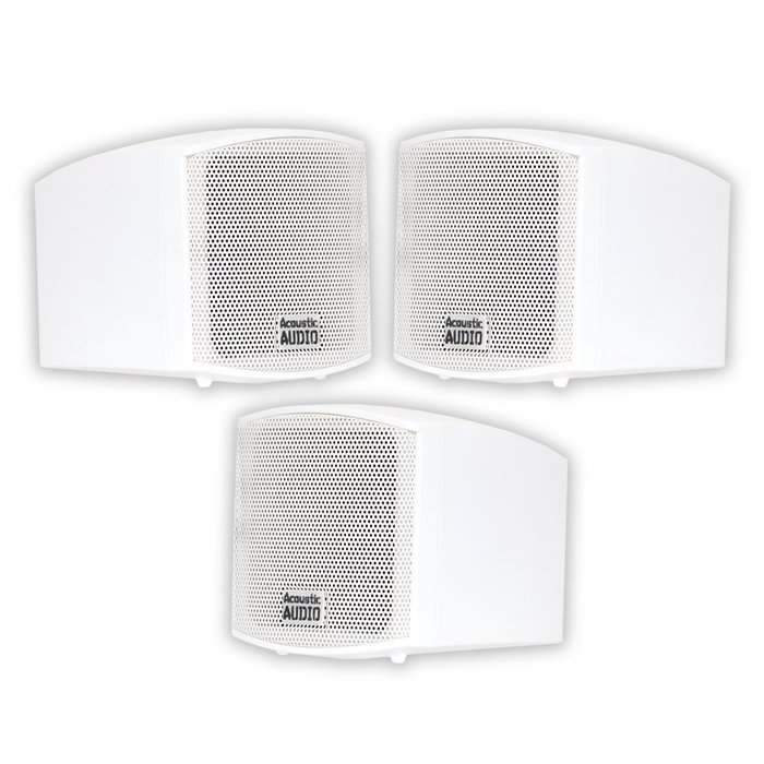 Acoustic Audio AA321W Mountable Indoor Speakers 600 Watts White Bookshelf 3 Piece Set AA321W-3S