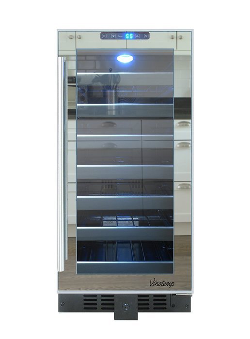 Vinotemp VT-32TSFE-SM 33-Bottle Mirrored Touch Screen Wine Cooler, Black N5