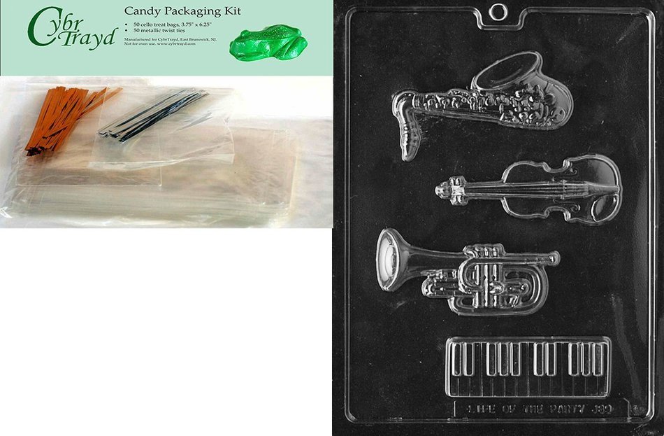 Cybrtrayd J089 Music Kit Chocolate Candy Mold with Exclusive Cybrtrayd Copyrighted Chocolate Molding Instructions N5