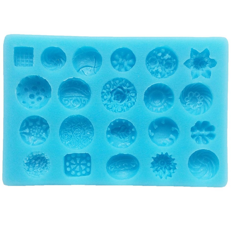 Funshowcase Sugarcraft Floral Medallion Button Candy Silicone Mold for Cake Decoration Cupcake Topper Jewel Crafting...