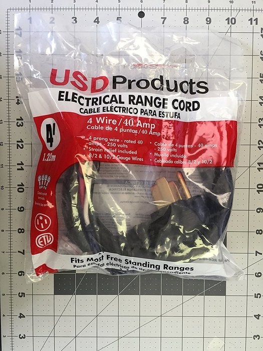Heavy Duty Range Cord 4prong / 4 FT