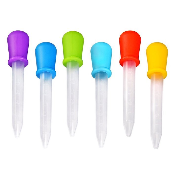 Outus 6 Pieces Silicone and Plastic Droppers Pipettes for Candy Molds, Gummy Mold and Crafts, 5 ML N6