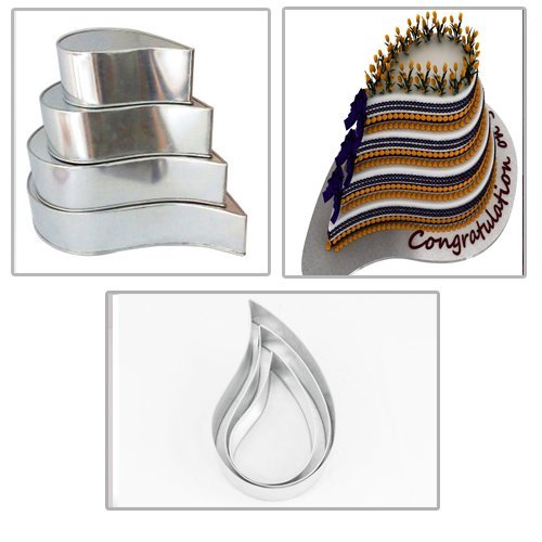 4 TIER TEAR DROP MULTILAYER BIRTHDAY WEDDING ANNIVERSARY CAKE PANS / TINS 6" 8" 10 " 12" N4