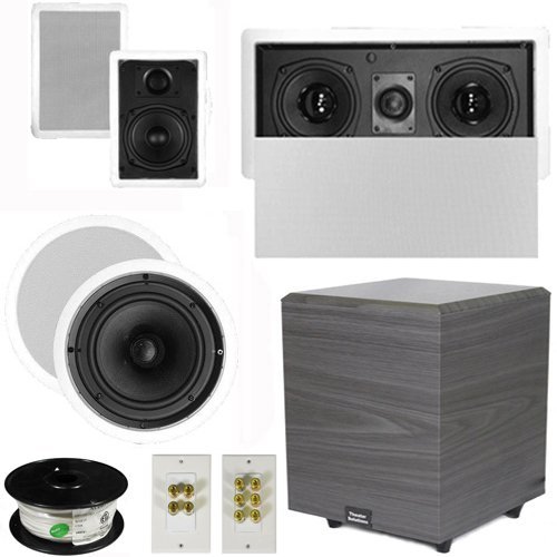 Theater Solutions 5.1 Home Theater 4 Speakers Set with Center 10" Powered Sub and More TS5W6CL51SET4