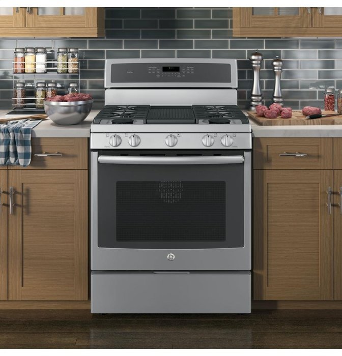 GE Profile PGB911ZEJSS 30" Freestanding Gas Range with with 5.6 cu. ft. Capacity, 5 Burners in Stainless Steel N2