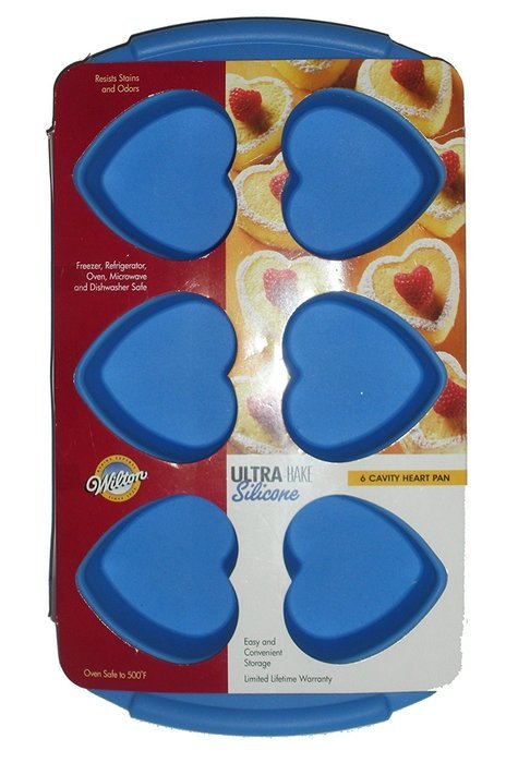 Wilton Ultra-Bake Silicone 6 Cavity Heart Pan