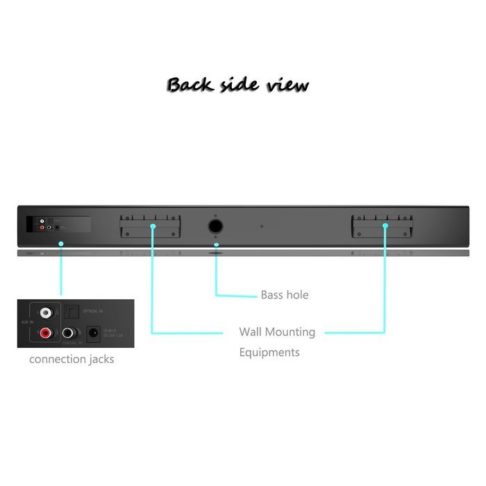 LONPOO 615B Bluetooth TV Soundbar 2.0CH Full Digital Home Theater Subwoofer 60Watt 4.0"inch Speakers with Remote... N3