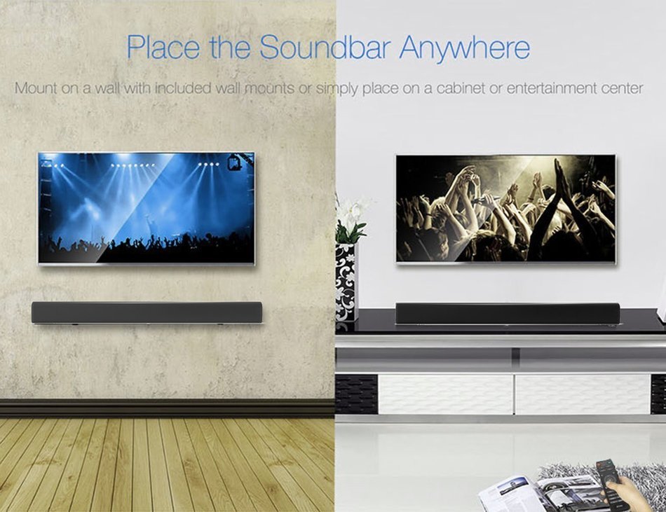 LONPOO 615B Bluetooth TV Soundbar 2.0CH Full Digital Home Theater Subwoofer 60Watt 4.0"inch Speakers with Remote... N6
