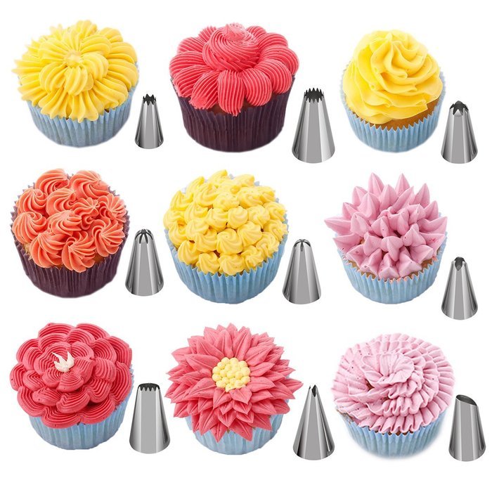 27PCS Cake Decoration Tips Set - 24PCS W-Plus Professional Stainless Steel Piping/Dispenser Nozzle Kit, a Reusable...