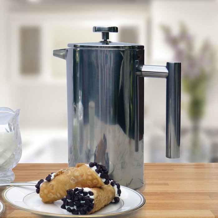 Business Class Brew French Press - Stainless Steel Press Pot Coffee Maker with Polished Exterior Finish and Insulated... N9