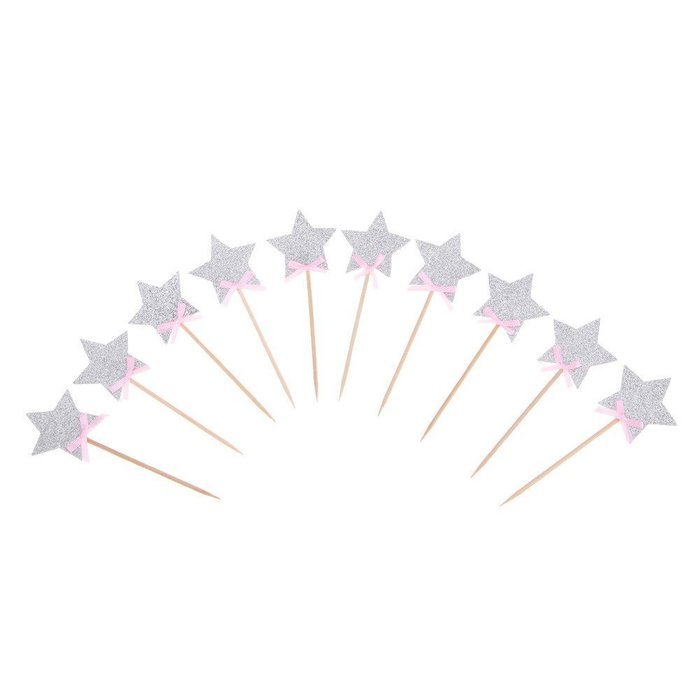 Whitelotous 10pcs Star Cake Inserted Card Decor Dessert Muffin Cupcake Toppers for Picnic Wedding Baby Shower... N9