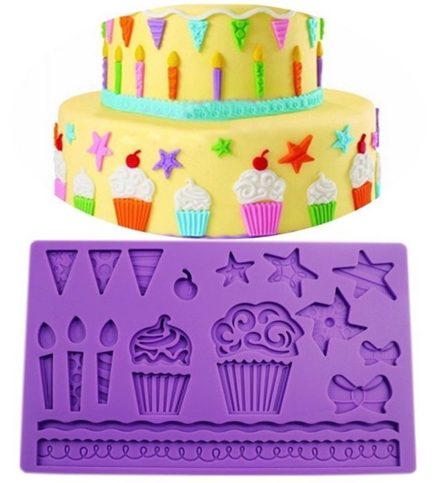 Lesirit Silicone Printing Cake Decorating Mold, 7.48" by 4.84" (Red) N8